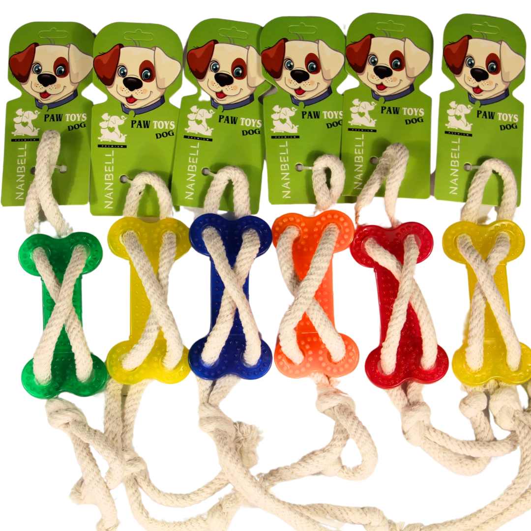 Nanbell Kemik Şekilli İpli Köpek Oyuncağı – Dayanıklı Çiğneme ve Çekme Oyuncağı AO035