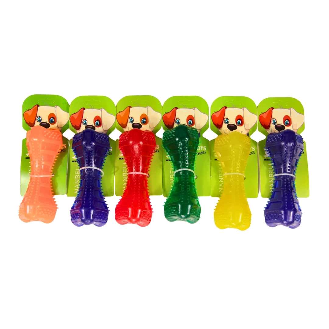 Nanbell Renkli Kemik Şekilli Çiğneme Oyuncağı – Sağlam ve Diş Temizliğine Yardımcı Köpek Oyuncağı  AO007