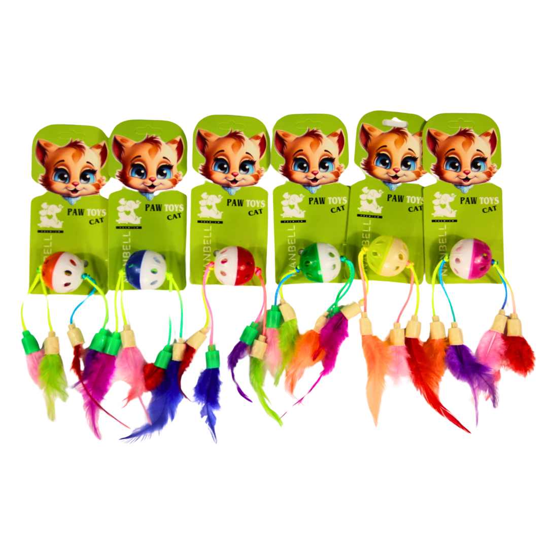 Nanbell Tüylü Zilli Kedi Topu – Renkli ve Etkileşimli Kedi Oyuncağı AO058