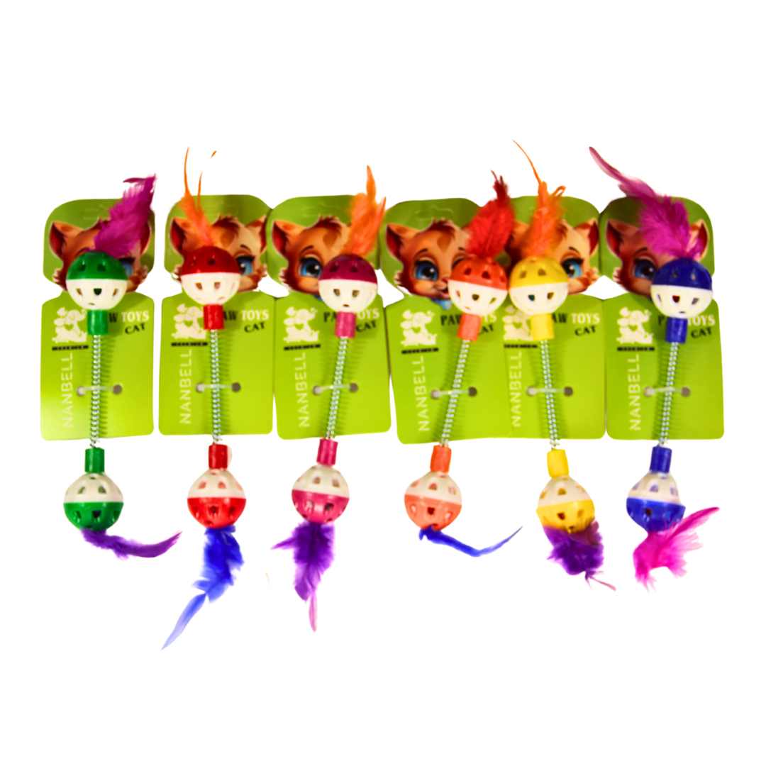Nanbell Yaylı Tüylü Zilli Kedi Oyuncağı – Hareketli ve Eğlenceli Kedi Topu AO054