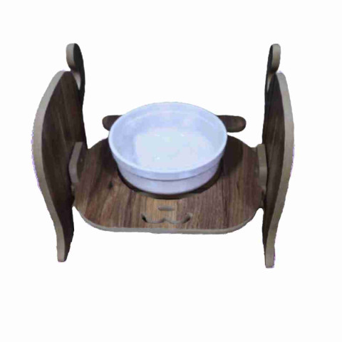 4765-Gobby Ahşap Tekli Ayarlanabilir Köpek Mama Kabı – Ergonomik ve Yükseklik Ayarlı Stand