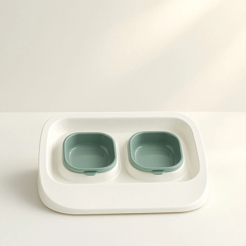 Çınar Siperli Mama Kabı – Çift Hazneli, Dağılmayı Önleyen Ergonomik Tasarım