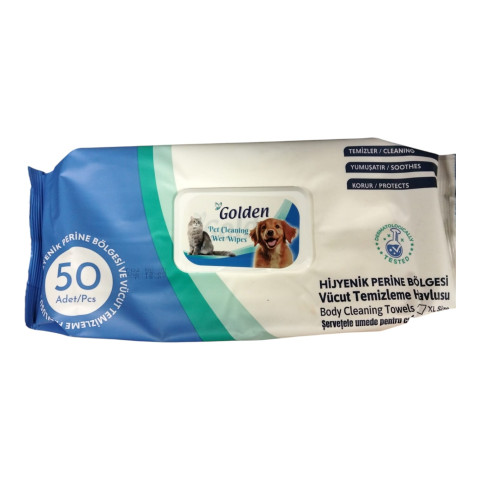 Golden Evcil Hayvan Islak Havlu 50x24 – Hassas Temizlik ve Ferahlatıcı Bakım