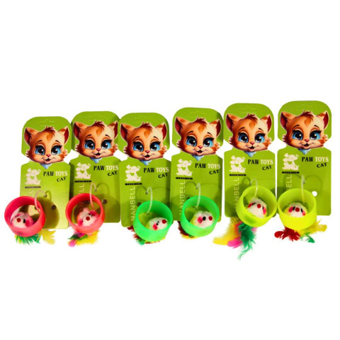 Nanbell Plastik Çanlı Top İçinde Fare Kedi Oyuncağı – Tüylü ve Etkileşimli Kedi Oyuncağı AO067