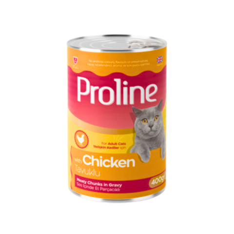 PROLINE TAVUKLU SOS İÇİNDE ET PARÇACIKLI 400GR KEDİ KONSERVE