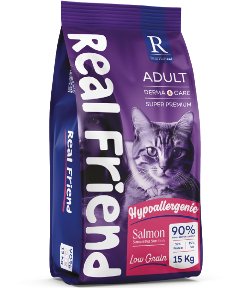 Real Friend Yetişkin Kedi Maması – Somonlu 1,5 Kg | Sağlıklı Cilt, Parlak Tüy ve Dengeli Beslenme