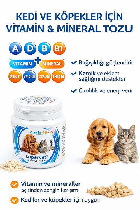 SÜPERVET KEDİ VE KÖPEKLER İÇİN VİTAMİN 100TABLET